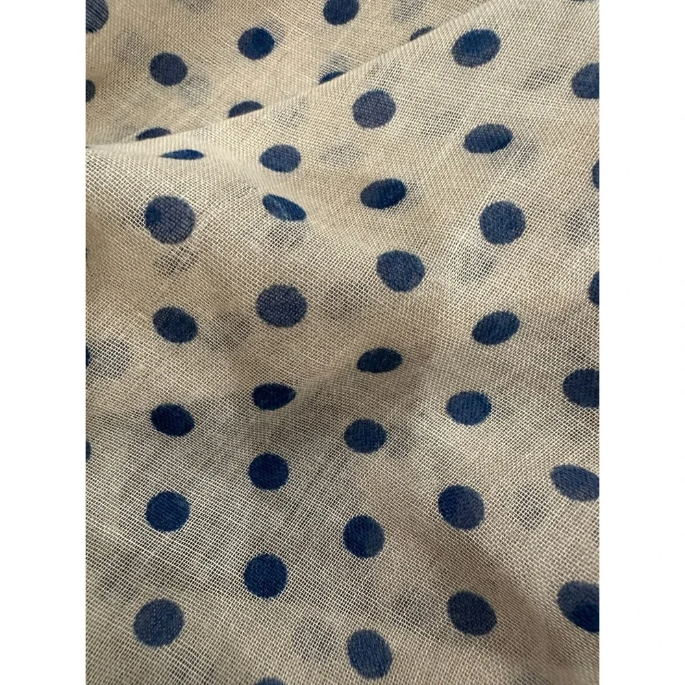 Unbranded Tan and Navy Polka Dot Viscose Scarf Lightweight Gauze Wrap